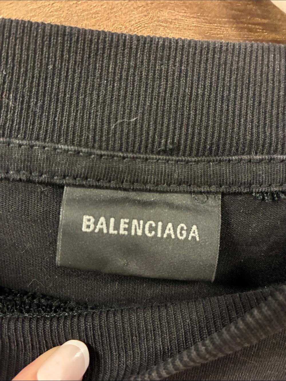 Balenciaga Black Sweatshirt with Blue Plaid Button-Front Panel - Picture 5 of 6